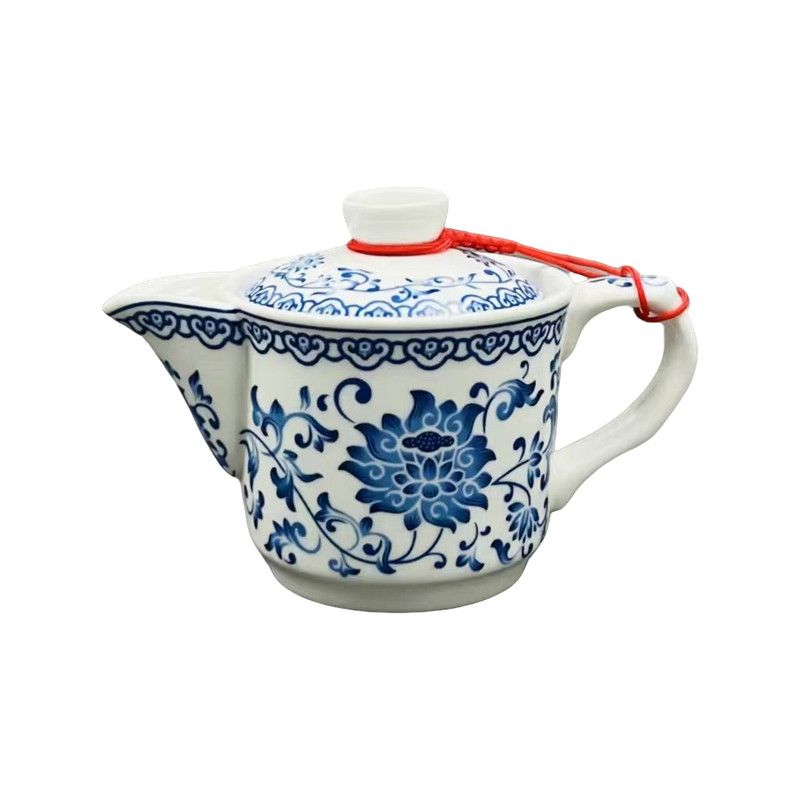 青花侧把手抓中号过滤功夫茶具