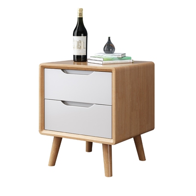 实木床头柜现代简约橡胶木北欧胡桃木原木色卧室床头柜整装包邮