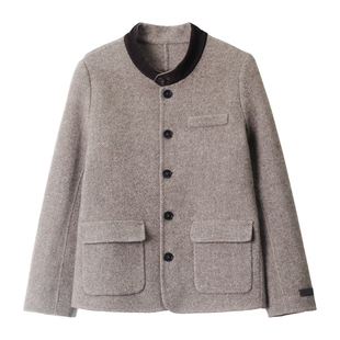 INNER ROOM质感老钱 羊驼毛拼羊皮廓形双面毛呢西装外套女秋冬