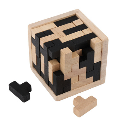 魔斗  玩具木质俄罗斯方块拼图积木玩具科教立方智力开发儿童玩具