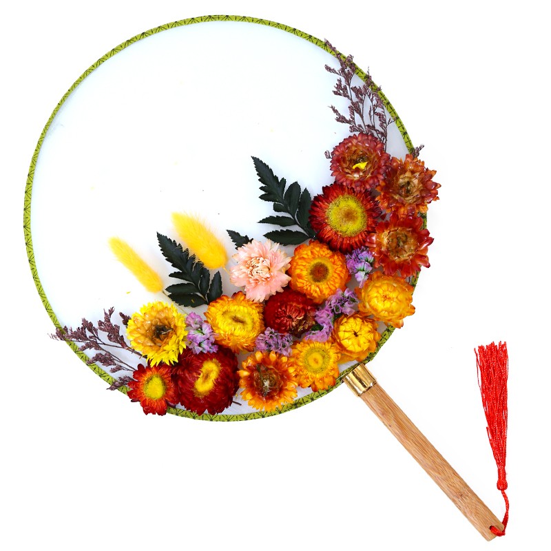 永生花干花团扇diy材料包