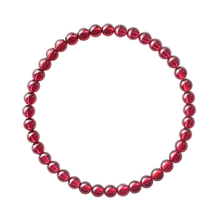 庆祥泰纯天然石榴石素圈手串女官方旗舰店酒红全净体多圈串珠手链