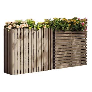 防腐木空调外机保护罩阳台挡板花架地面支架装饰美化木栅栏置物架