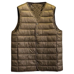 轻量化御寒！纯色绗缝V领轻薄内搭无袖背心羽绒服坎肩男马夹M426