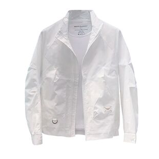 男士薄款夹克春夏季白色上衣工装时尚休闲都市气质外套男装高级感