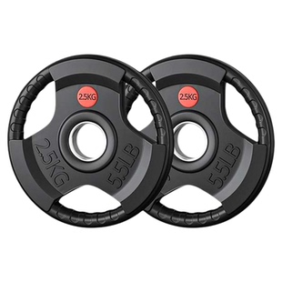 男大孔包胶杠铃片手抓奥杆5CM举重橡胶包铁配重片10KG20公斤单片