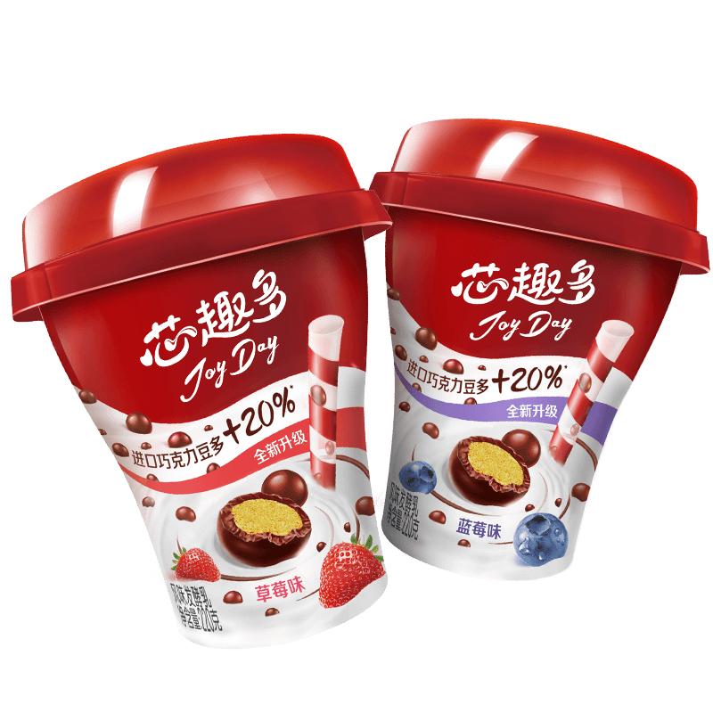 伊利巧克力豆酸奶220g6/10杯裝JoyDay芯趣多草莓藍(lán)莓風(fēng)味發(fā)酵乳