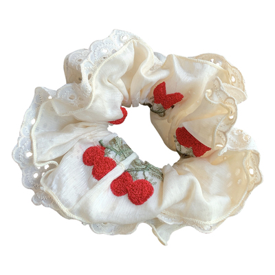 特别好看的刺绣立体樱桃发圈