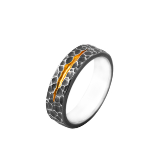 四月初寻黄金瞳情侣戒指原创设计999纯银24k闭口潮男锤纹定制银饰