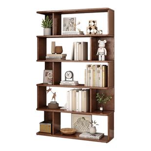 实木书架一体靠墙落地置物架客厅自由组合格子柜书法学生收纳书柜