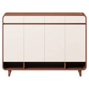 入户门口鞋柜家用大容量靠墙玄关柜2026新款爆款中古风进门储物柜