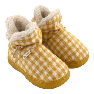 细细条 拼色格子男童女童短筒棉靴百搭复古冬季儿童外穿加绒棉鞋