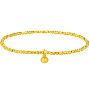 潮宏基高光金铃铛足金手链手饰爆闪蹦迪珠手串新年生日礼物 计价