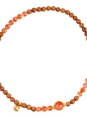 中式天然南红玛瑙芭比檀双圈手串