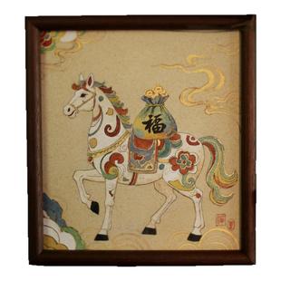 蝉心亭瓷板画景德镇手绘新中式马上有福原创挂画茶空间装饰画配件