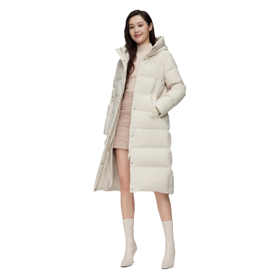 修身长款羽绒服波司登纯色连帽