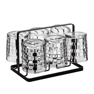 藤编玻璃水杯套装家用待客厅加厚高颜值喝凉水杯子专用一整套茶具