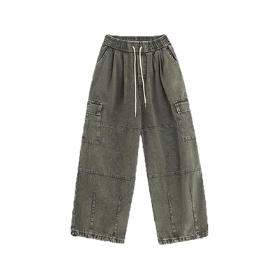 NOPASS国潮牌做旧水洗工装裤