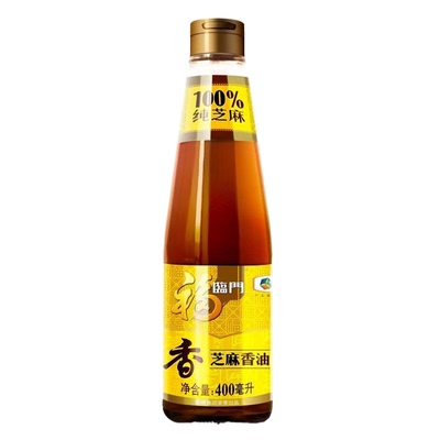 福临门100%芝麻油400ml家用凉拌火锅宿舍纯芝麻油香油