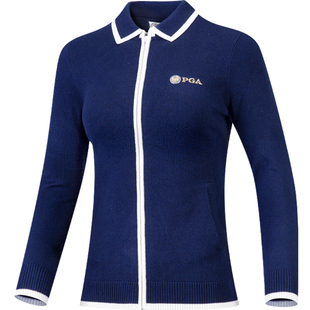 美国PGA 高尔夫服装女士秋冬毛衣针织衫外套保暖羊毛衫优雅女装