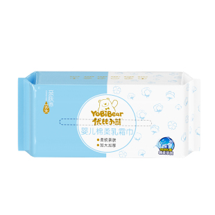 U先试用优比小熊棉柔乳霜巾新生儿专用棉柔巾纯植物纤维洗脸巾