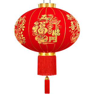 LED灯马年过年装饰大红灯笼门口春节长杆植绒新年灯笼阳台过年用