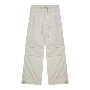 Unvesno(UN)格雷系防泼水机能面料打褶加厚网布工装宽松降落伞裤