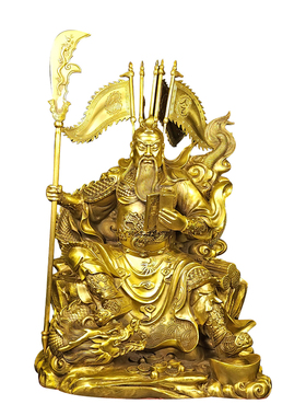 黄铜家居摆件读书关公铜像