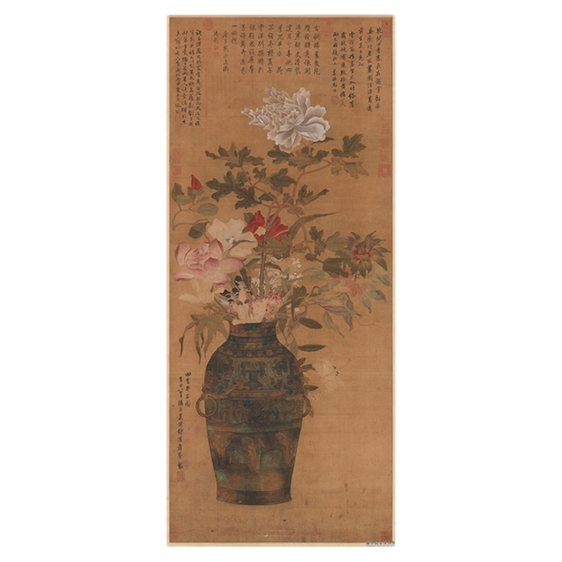元代钱选花鸟工笔国画花鸟画