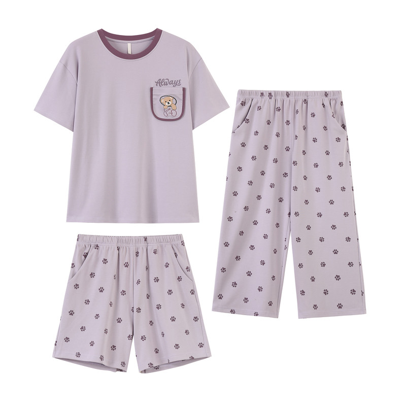 带胸垫睡衣女款26新款夏季纯棉睡衣/家居服套装