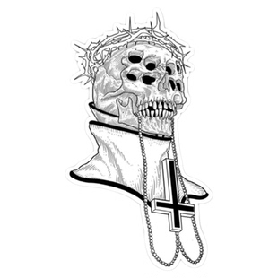 TLP镭射车贴 邪神反十字架荆棘王冠恶魔撒旦个性暗黑系防水贴纸