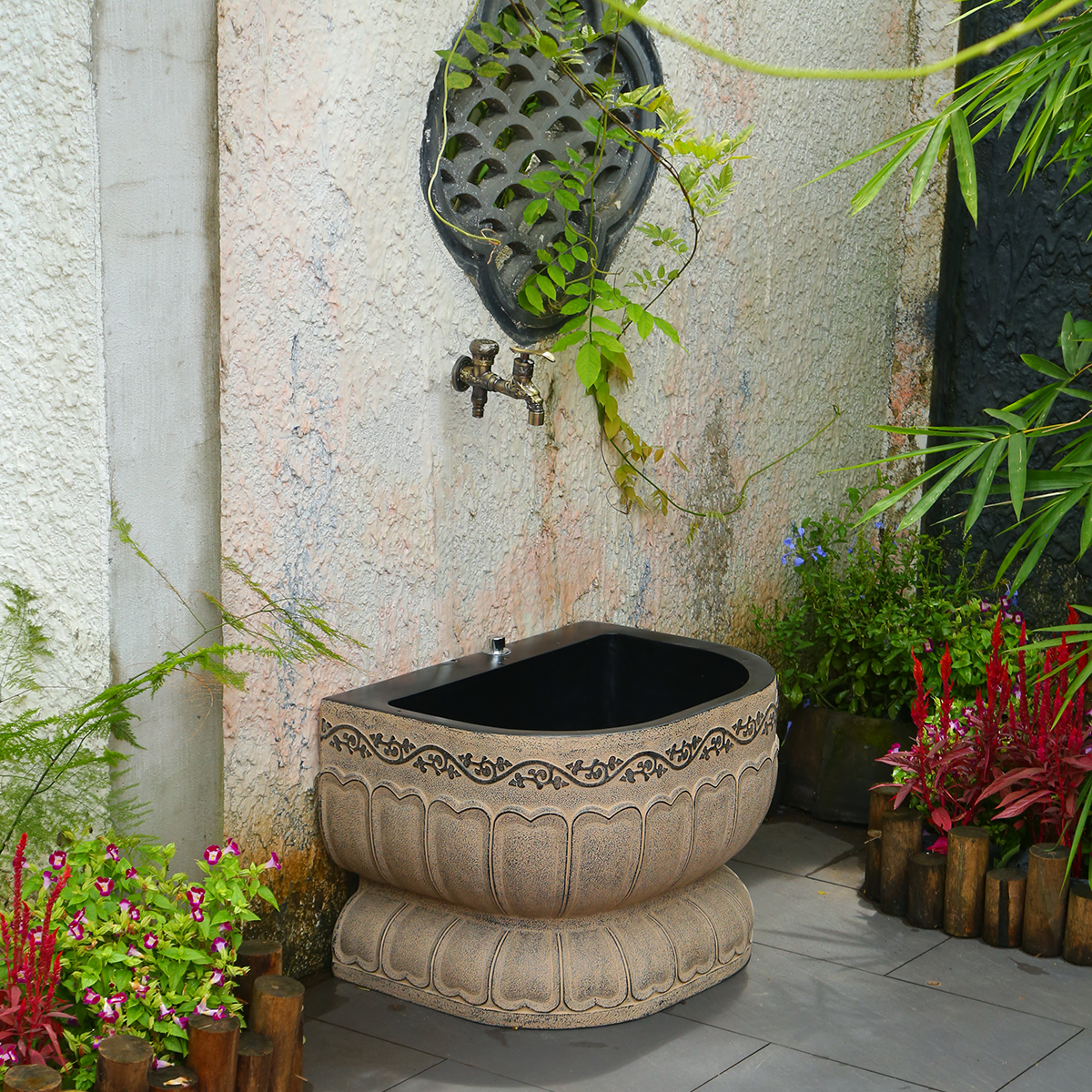 拖把池户外庭院拖布池树脂墩布池花园水盆池简易浇花龙头拖把水槽