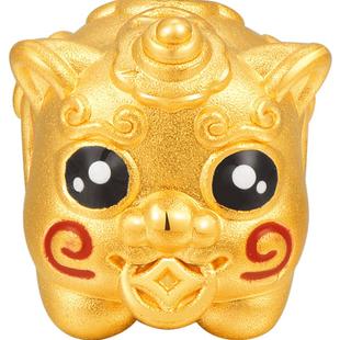 明牌珠宝黄金转运珠手链 硬金貔貅足金串珠宝宝吞金兽AFP0385