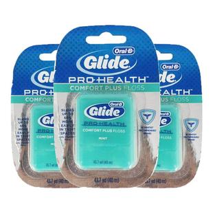 美国oralb欧乐b舒适深洁glide牙线40米3盒 oralb宽扁形薄荷牙缝线