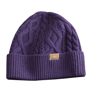 盈妹弥漫「紫」丨绞花针织帽女加厚款毛线帽大头围纯羊毛冷帽男款