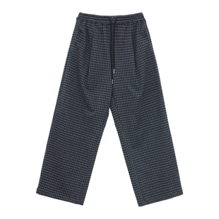 it'real瑞尔25冬季新款复古休闲高腰格纹阔腿长裤女下装