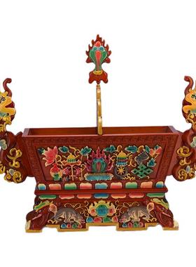 藏式实木彩绘切玛盒八宝五谷盒