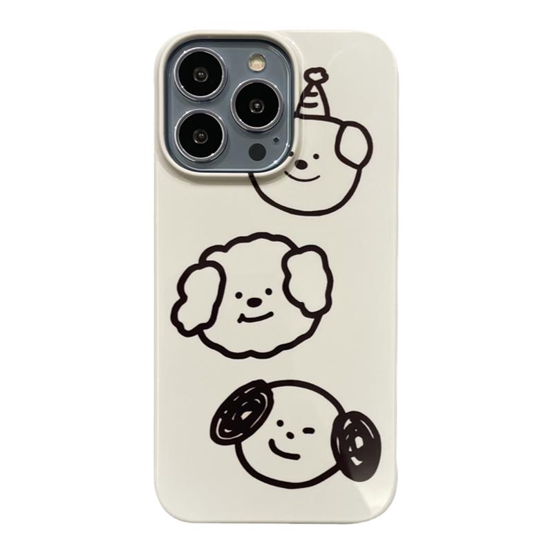 可爱三只小狗苹果15半包壳iphone14手机壳13mini卡通12promax硬壳xs菲林软壳13pro防摔11小众7