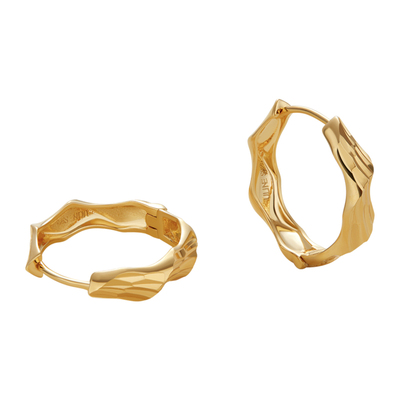 ULINE通体纯银素圈耳环金色耳圈