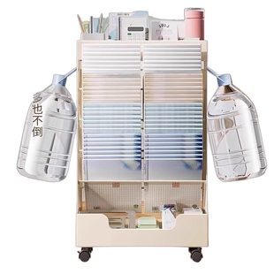 金属桌边置物架可移动书架带轮款初中生高中生装书收纳箱教室用书桌旁侧边收纳袋落地儿童学生书本收纳神器