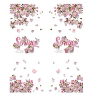 2026樱花对角静电透明玻璃贴纸珠宝商场店铺橱窗氛围玻璃贴装饰画