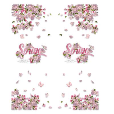 春天樱花静电店铺玻璃门布置贴纸