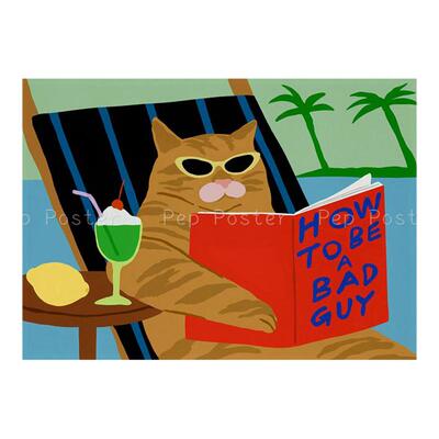 酷猫卡通插画无酸卡纸定制版画