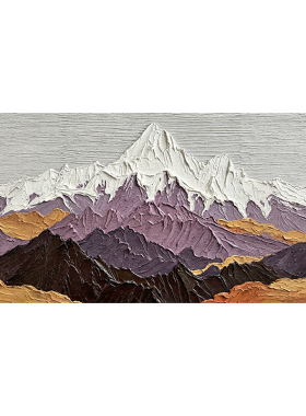 轻奢奶油风日照金山客厅壁画