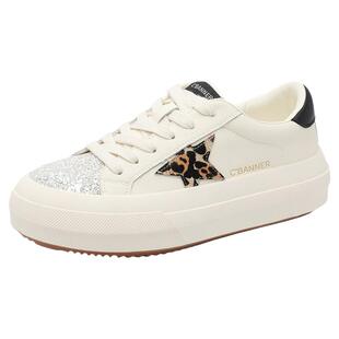 千百度厚底星星板鞋女2026春季新款百搭亮片休闲女鞋内增高运动鞋