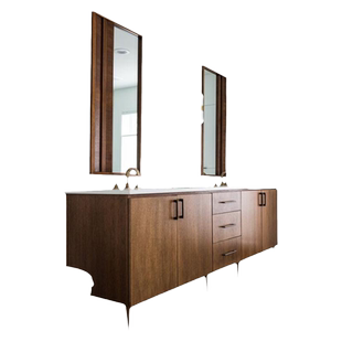 橡木美式浴室柜双洗脸洗手台盆柜组合中古风落地卫生间洗漱台定制