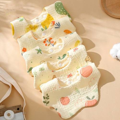 婴儿围嘴纯棉口水巾六层加厚新生儿男女宝宝围脖防吐奶围兜可调节