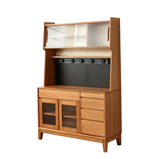 樱桃木餐边柜全实木客厅靠墙大容量储物柜高柜酒柜原木橱柜茶水柜