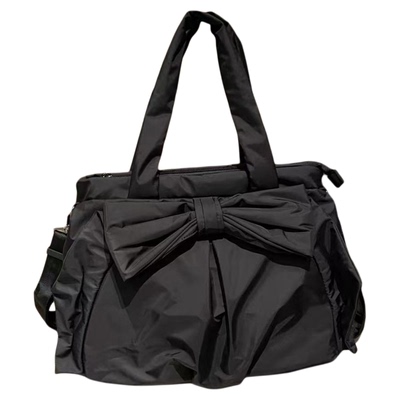 韩国尼龙布蝴蝶结手拎斜挎托特包