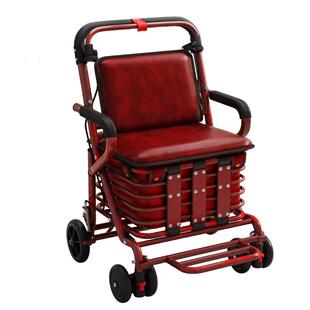 老人手推代步车可推可坐折叠便携式小推车行走助行购物买菜防摔倒